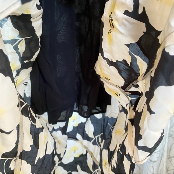 BA&SH black white yellow Robe Fairy floral print midi dress - Picture 11 of 13